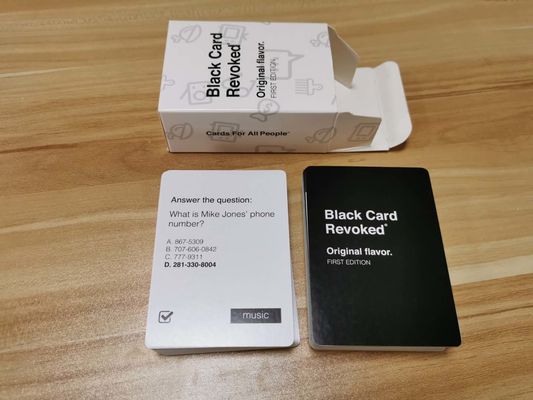 Carta in bianco e nero di domande di Matt Laminated Playing Cards 106PCS per il gioco